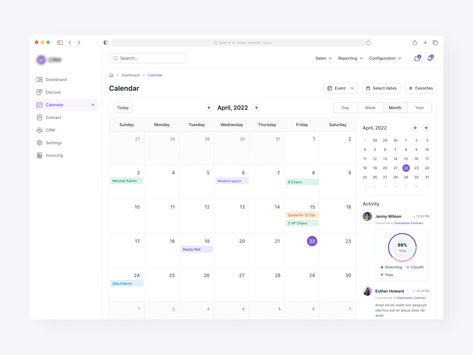 Web Calendar Design, Calendar Web Design, Crm Ui Design, Calendar Ui Design, Calender Ui, Ux Moodboard, Crm Design, Calendar Dashboard, Work Calendar