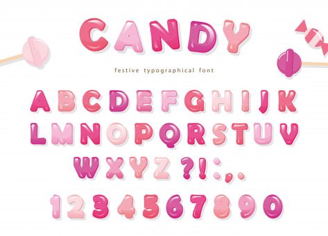 Candy glossy font design. Premium Vector Christmas Fonts Free, Typography Alphabet, Elegant Typography, Abc Letters, Lettering Alphabet Fonts, Creative Lettering, Christmas Fonts, Lettering Styles, Bubble Letters