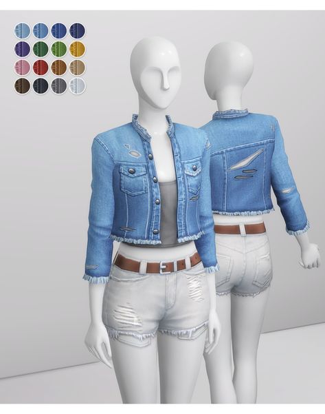 Denim Jacket 2020 F 2 (16 color) | Rusty's on Patreon Sims 4 Denim Jacket, Sims 4 Stories, Sims Stories, Die Sims 4, David Sims, Sims 4 Mm Cc, Sims 4 Dresses, Sims 4 Mm, Sims4 Clothes