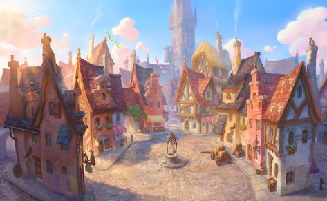 ArtStation - Smurfs -Lost village art, Naveen Selvanathan Town Square Drawing, Fantasy Neighborhood, Cities Artwork, Village Drawing, Lost Village, Fantasy Village, Village Art, Look Wallpaper, Fantasy Town