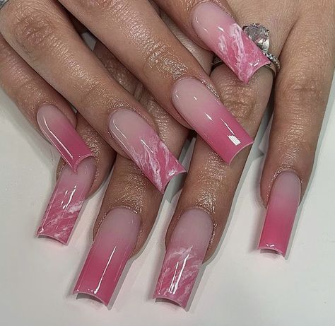 2023 Nails Summer, Gel X Nail Art, Nails Pink Ombre, Nails Summer 2023, Summer Nails Acrylic, Pink Tip Nails, Gel X Nail, Long Square Nails, 2023 Nails