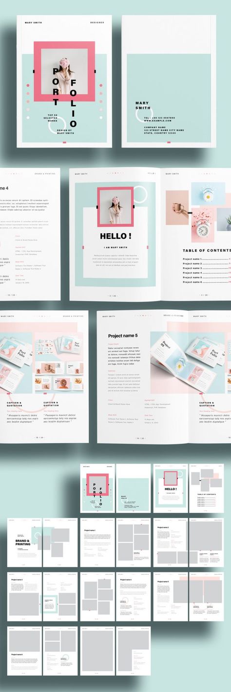 Available at Adobe Stock, this modern and fresh portfolio template makes your creative work a real eye catcher Portfolio Design Template Free, Creative Portfolio Ideas, Portfolio Tips, Indesign Portfolio Template, Graphic Design Portfolio Book, Indesign Portfolio, Portfolio Magazine, Free Portfolio Template, Illustrator Portfolio