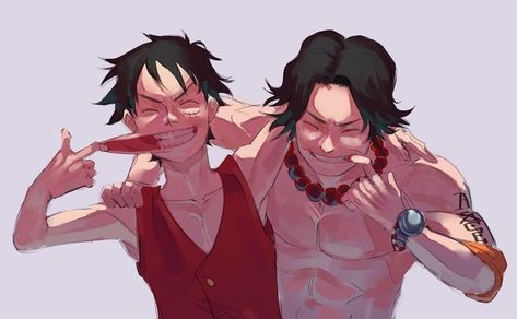 Luffy Art, Ace Luffy, Luffy Ace, One Piece Fairy Tail, Ace Sabo Luffy, رورونوا زورو, Ace And Luffy, Anime Siblings, One Piece Meme