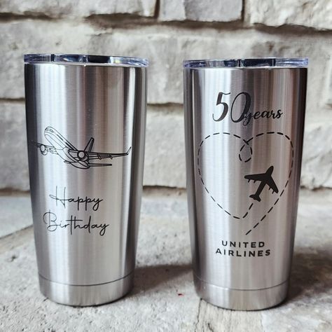 Just completed and delivered a pair of custom engraved 20 oz. Yetis for a client with friends in the aviation business. I love the contrast of the black on silver! ✈️ Have an idea for a custom gift or just a little something for yourself? Message me for a quote and design ideas! #laserengravedtumbler #laserengraving #pilot #flightattendant #engravedyeti #customgifts Gifts For Pilots, Engraved Yeti, Flight Attendant, A Quote, Custom Engraving, Laser Engraving, Customized Gifts, The Black, Design Ideas