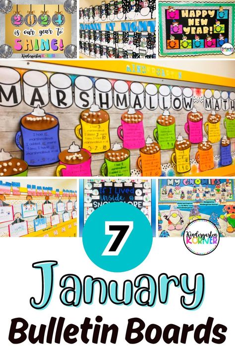 So many great activities for the kids for new year's and January, cute and fun writing and math craftivities for kindergarten and first grade! January Preschool Bulletin Board Ideas, New Year Bulletin Boards, Math Craftivity, Math Story Problems, Kindergarten Bulletin Boards, January Bulletin Boards, Winter Bulletin, Winter Bulletin Boards, Math About Me