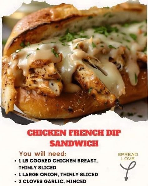 Jamie Oliver Recipes | Chicken French Dip Sandwich 🥪🍗 | Facebook Chicken French Dip, Jamie Oliver Chicken, Chicken French, French Onion Chicken, French Onion Dip, French Dip Sandwich, Parmesan Recipes, Jamie Oliver Recipes, Chicken Sandwiches