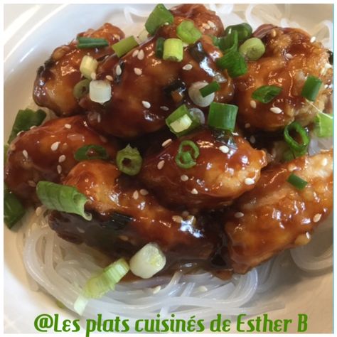 Les plats cuisinés de Esther B: Poulet Général Tao Poulet General Tao, Won Ton, Chinese Food, Chicken Wings, Cooking And Baking, Asian Recipes, Tao, Chicken Recipes, Tent