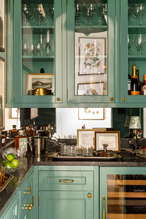 The Hottest Paint Trends for 2024, According to Designers | The Scout Guide Pretty Interiors, Paint Trends, Butler’s Pantry, Built In Bar, Dry Bar, Green Cabinets, Wet Bars, Space Interiors, Butler's Pantry