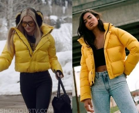 Winter House: Season 3 Episode 8 Samantha's Yellow Crop Puffer Jacket Crop Puffer Jacket, Yellow Puffer Jacket, Cropped Puffer Jacket, Winter House, Winter Looks, Season 3, Puffer Jacket, Fashion Looks, Puffer