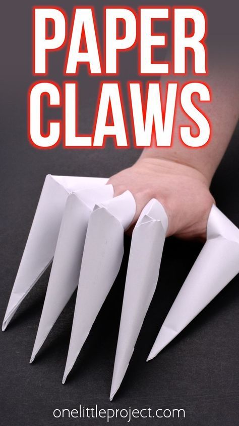 Learn how to make paper claws using our easy step by step photo and video tutorials! Make a single paper claw in less than 5 minutes and then having a blast making a whole handful! It's such a fun origami craft for beginners and a great craft for kids of all ages. Plus these wolf claws or Wolverine claws make a perfect DIY Halloween costume! Flowers Origami Easy, Fun Origami Crafts, Paper Claws, Crafting Station, Easy Origami Animals, Crafts For All Ages, Flowers Origami, Best Origami, Diy Storage Ideas