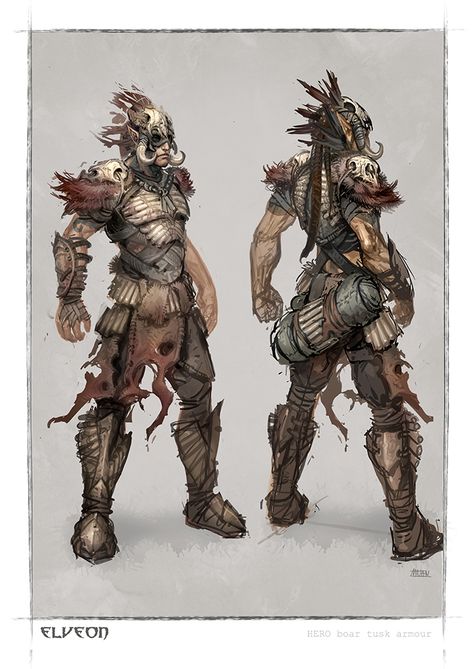 Bone Armor Dnd, Elf Barbarian, Tribe Warrior, Armor Clothes, Boar Tusk, Armour Design, Bone Armor, Barbarian Warrior, Armor Reference