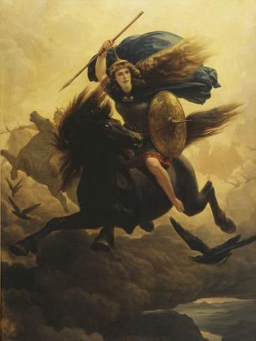 size: 12x9in Art Print: Valkyrie, 1865, Peter Nicolai Arbo, 1831-1892, Norwegian painting, : Viking Warrior Woman, Norse Gods, Richard Wagner, Viking Woman, Travis Fimmel, Antique Oil Painting, Myths And Legends, Viking Warrior, Norse Mythology