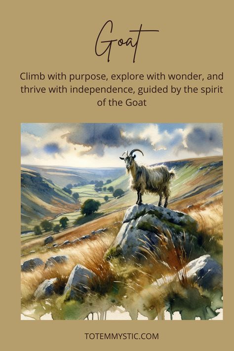 The spiritual meaning of a goat is all about surefootedness, independence and curiosity. Are you feeling unsteady or insecure? Learn all about the goat as power animal or totem. Goat Spirit Animal, Goat Spirit Animal Meaning, Ram Spirit Animal Meaning, Goat Symbolism, Animals And Their Symbolism, Animals Meaning Spiritual, Crow Spirit Animal, Animal Spirit Guides, Power Animal