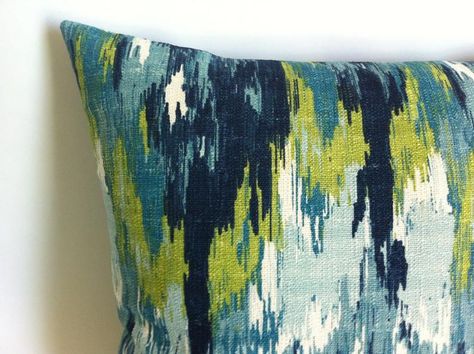 One Turquoise Ikat Decorative Throw Zipper Pillow Cover Aqua | Etsy Batik Pillow, Turquoise Watercolor, Watercolor Pillows, Embroidered Pillow Covers, Tree Pillow, Handmade Pillow Covers, Ikat Print, Woven Texture, Decorative Throw Pillow Covers