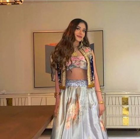 Pale Blue, Lehenga, Blue