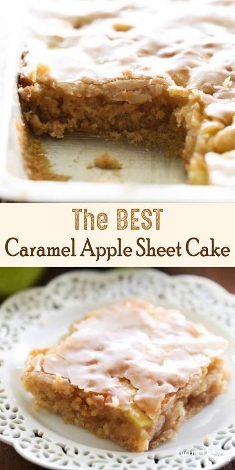 The BEST Caramel Apple Sheet Cake – This delicious apple cake is perfectly moist and has caramel frosting infused in each and every bite! It is heavenly! #SheetCakeRecipes #SheetCake #Cakes #CakeRecipes Caramel Apple Sheet Cake, Apple Sheet Cake Recipe, Apple Sheet Cake, Oreo Torte, Sheet Cake Recipe, Low Carb Backen, Low Carb Snack, Sheet Cake Recipes, Caramel Recipes