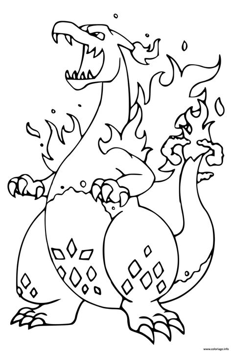 Coloriage Pokemon Dracaufeu Gigamax Gigantamax à imprimer Fire Type Pokémon, Pikachu Coloring Page, Fathers Day Coloring Page, Pokemon Dragon, Pokemon Charizard, Kid Coloring Page, Free Adult Coloring Pages, Dinosaur Coloring Pages, Easter Coloring Pages