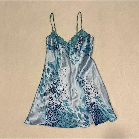 Y2K Victoria’s Secret blue leopard print slip dress... - Depop Print Slip Dress, Visual Archive, Blue Leopard Print, Low Cut Dresses, Blue Leopard, Y2k Vintage, Low Cut, Thrift Store, Victoria’s Secret