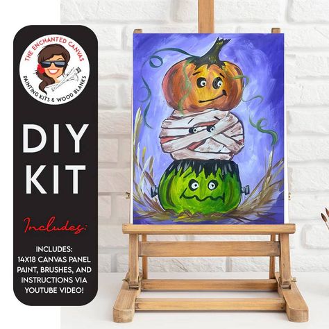 🎃✨ Get ready for a spook-tacular Halloween with our Kids Art Kits! 🎨👻 Transform your home into a creative hub with everything needed for festive fun! Each kit comes fully stocked with paints, brushes, spooky-themed canvases and YouTube instructional videos. 🖌️🕸️ Perfect for crafting at home, bonding with grandparents, or hosting a ghostly group activity! Order yours today at www.theenchantedcanvas.com and make this Halloween an artsy adventure! 🎃🖼️ #HalloweenArt #CreativeKids #SpookyFun #pa... Fall Pumpkins Painting, Triple Trouble, Crafts 2024, Halloween Canvas Art, Pumpkin Stack, Halloween Character, Wine Painting, Classic Halloween, Creative Hub