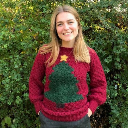 Johanna Kersttrui Ugly Christmas Sweater Pattern, Crochet Sweater Design, Tacky Christmas Sweater, Christmas Tree Sweater, Crochet Sweater Pattern Free, Pull Crochet, Crochet Christmas Trees, Holiday Crochet, Christmas Crochet Patterns