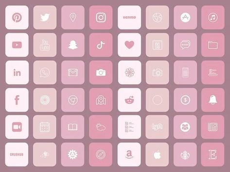 Iphone Apps Design Icons, Cute Pink Icons, App Icons Pink, Mobile App Icon, Zestaw Ikon, Pink Icons, Phone Inspiration, Iphone Organization, Iphone App Layout