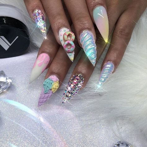 Bubblegum Nails, Purple Ice Cream, Nail Options, Ice Cream Nails, G Nails, Unicorn Nails, Pretty Nail Designs, Cream Nails, Exotic Nails