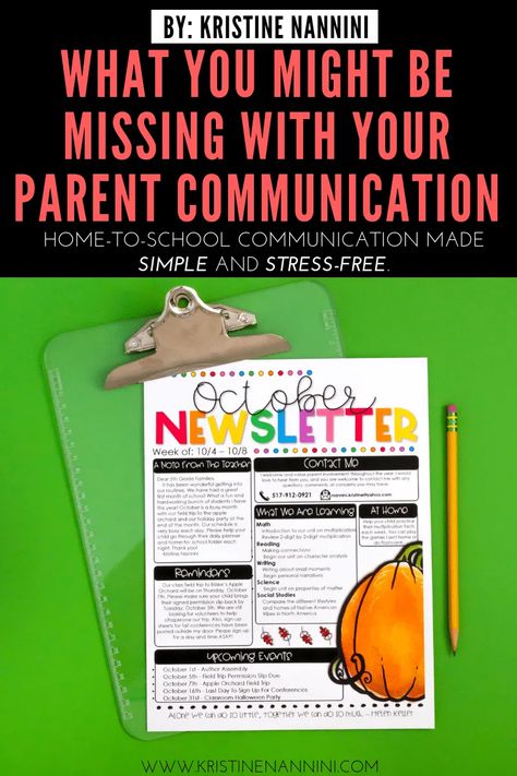 Have great parent communication by keeping students' families informed, involved, & invested. This means classroom management, rules, procedures, discipline, & more. Keep them updated by writing to them, giving contact information, be consistent, sharing news, answer questions & concerns, share what learning is taking place, documenting, giving out calendars or newsletters, & asking about kids' interests. Great for open house or meet the teacher during back to school time or ANY time of year! Organize Classroom, Family Communication, School Secretary, School Newsletter, Letter To Teacher, Classroom Procedures, Homeschool Elementary, Parent Involvement, 5th Grade Classroom