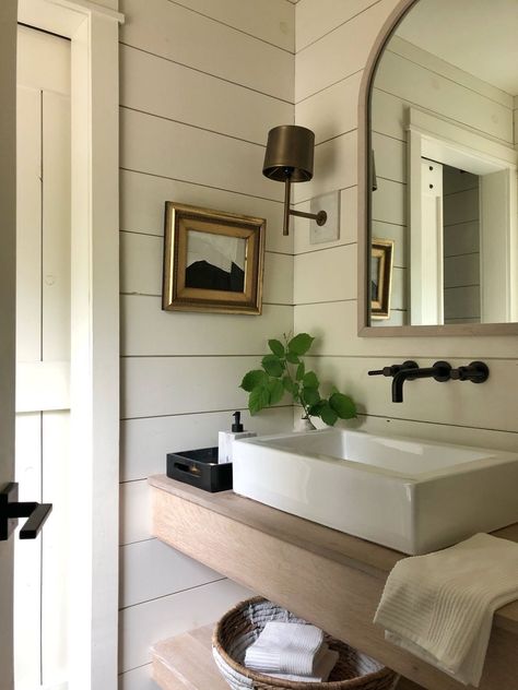 Joelle Somero, Half Bath Remodel, Powder Room Decor, Bathroom Farmhouse Style, Powder Room Design, Downstairs Bathroom, Powder Bath, Eye Opening, Bathroom Renos