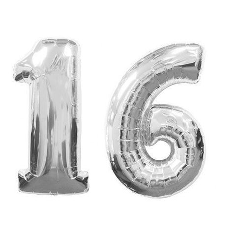 Jumbo Number 16 Balloons Silver Gold Number Balloons, Pink Sweet 16, Sweet 16 Themes, 16 Balloons, Sweet 16 Decorations, 16 Birthday Cake, Sweet Sixteen Parties, Sweet 16 Birthday Party, Silver Numbers