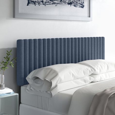 Wade Logan® Karp Upholstered Panel Headboard | Wayfair Fabric Headboard Bedroom, Blue Velvet Headboard, Best Storage Beds, Blue Headboard, Upholstered Panel Headboard, Headboard Upholstered, Tufted Upholstered Headboard, Upholstery Bed, Velvet Headboard