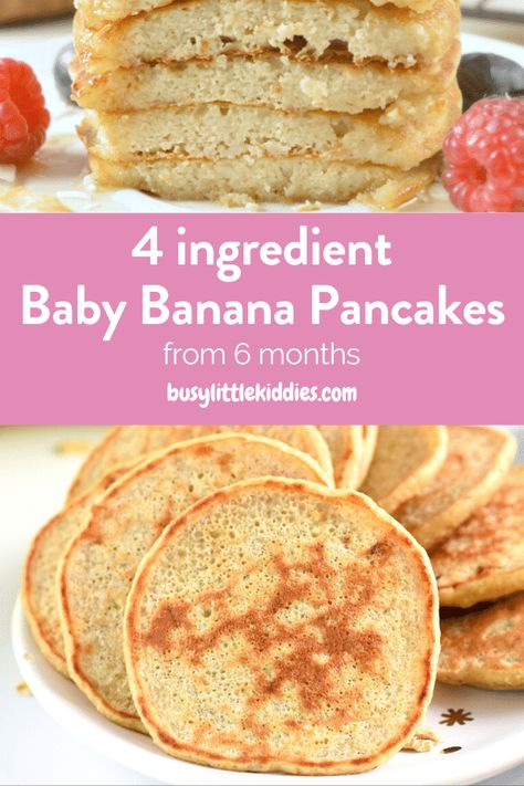 These easy 4-Ingredient Baby Banana Pancakes are an easy 15-minute breakfast for babies and toddlers and perfect as baby-led weaning banana food. If you don't feel like baking a batch of my baby banana-led weaning muffins, try these small pancakes instead! Baby Food Pancakes Easy, Baby Led Weaning Banana Pancakes, Baby Led Weaning Banana Muffins, Easy Banana Pancakes For Baby, Baby Led Weaning Banana Recipes, Banana Oat Pancakes Baby, Pancakes For Babies Recipes, Banana Pancakes For Toddler, Baby Pancakes Recipe Banana