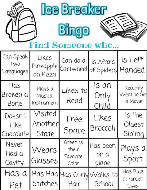 Ease your way into the school year with some ice breaker BINGO for your students. Allow them to get to know each other with this fun game! Allow your students a time limit to roam the classroom and fill in a different students name in each square. Whoever has the most filled in wins a prize! Listing includes ONE pdf printable ice breaker Bingo file that you can print and make as many copies as needed from.  *No physical items are shipped. No returns, refunds or exchanges on digital download prod 1st Grade Ice Breakers, Ice Breaker Games For Students, Get To Know The Teacher Game, Getting To Know Each Other Games, 5th Grade Ice Breaker Activities, First Grade Ice Breaker Activities, Elementary Ice Breakers First Day, Class Bonding Activities, First Day Of School Ice Breaker Activity