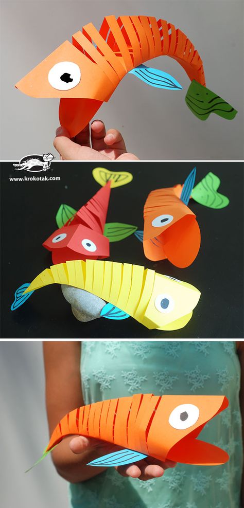 Wow! Amazing Paper Fish! How cool is this paper fish craft.. tey actually move and are flexible. so fun!! Kunst For Barn, Kraftangan Prasekolah, Paper Fish, Fish Crafts, Sunday School Crafts, Construction Paper, Paper Crafts For Kids, Childrens Crafts, E Card