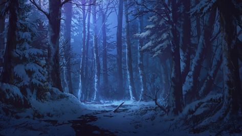 #snow #stream #twilight #art winter forest Iku Can To Ada #2K #wallpaper #hdwallpaper #desktop Winter Drawings, Futurisme Retro, Snow Forest, Forest Scenery, Forest Background, Scenery Background, Forest Illustration, Winter Background, Night Forest