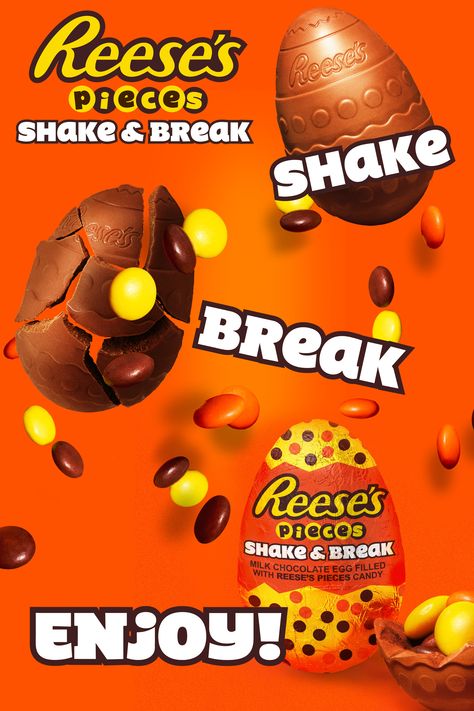 Have fun with REESE’S PIECES SHAKE & BREAK Egg. Break it open to find out which color REESE’S PIECES candy you get inside! Great for the Easter basket! 4 Ingredient Reeses Eggs, Reese’s Eggs Recipe, Reese’s Eggs, Home Made Reeses Peanut Butter Eggs, Butter Dessert Recipes, Reese’s Peanut Butter Eggs, Reese Eggs, Reeses Candy, Peanut Butter Dessert