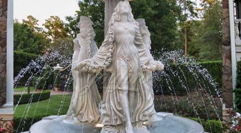 Woman Hand Carved White Marble Water Fountain Suppliers-You Fine Sculpture Minecraft Fountain, Fountain Statue, Pure White Marble, Sculpture Fountain, Outdoors Ideas, Statue Fountain, Marble Carving, Woman Hand, Victorian Aesthetic