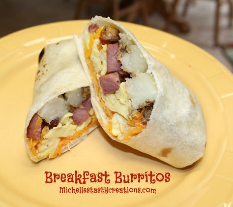 Michelle's Tasty Creations: Spam Breakfast Burritos with potatoes Spam Breakfast Burrito, Breakfast Burritos With Potatoes, Spam Breakfast, Country Fried Chicken, Spam Recipes, Shredded Turkey, Breakfast Burrito, Tasty Breakfast, Healthy Snacks Easy