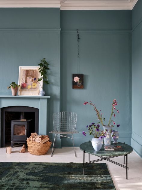 Dix Blue Farrow And Ball, Marianne Cotterill, Card Room Green, Blue Pots, Dix Blue, Farrow Bal, Inchyra Blue, Oval Room Blue, Blue Interiors