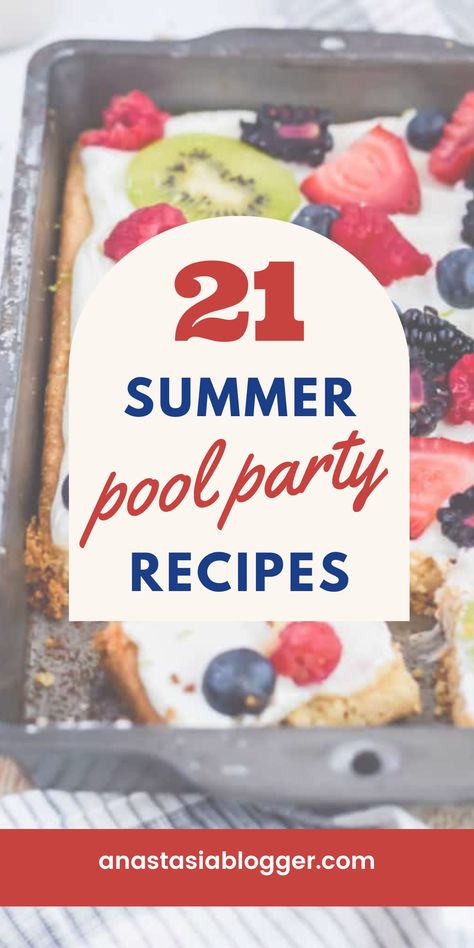 If this is your first time hosting a pool party, then I am here to help as I have compiled a list of 21 fun summer pool party ideas you can take inspiration from! Pool Party Dessert Ideas, Pool Party Menu Ideas, Pool Party Recipes, Pool Party Foods, Pool Party Desserts, Pool Party Dessert, Pool Party Food Ideas, Party Food Ideas Easy, Pool Party Treats