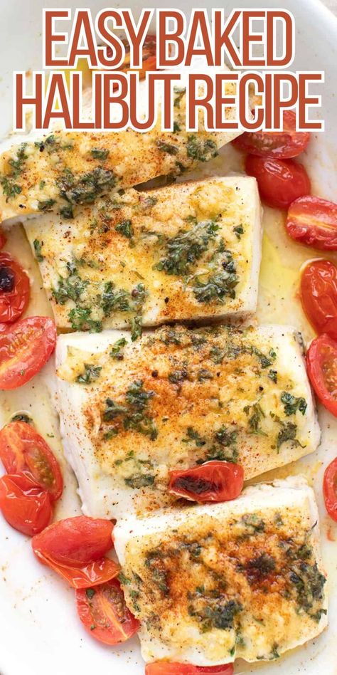 This baked halibut recipe is a deliciously light and healthy keto dinner idea. It's topped with lemon and garlic for a bright, fresh flavor. Baked in the oven, this succulent fish takes less than 20 minutes to make! Lemon Halibut Recipes, Halibut Recipes Baked Healthy, Easy Halibut Recipes, Baked Halibut, Halibut And Rice Recipe, Oven Baked Halibut Recipes, Baked Haddock Recipes Healthy, Healthy Halibut Recipes, Baked Halibut Oven