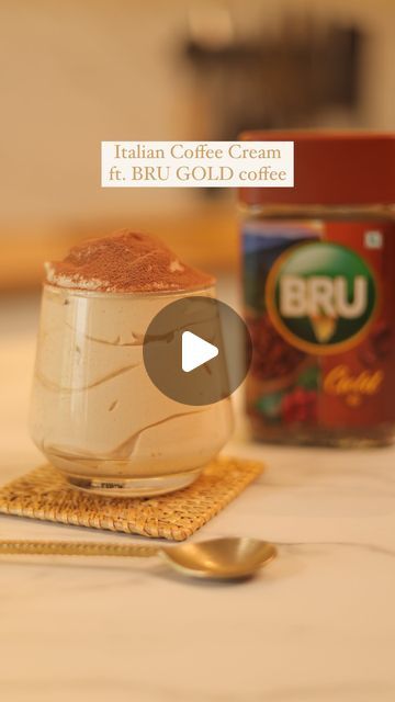 Guntas Sethi on Instagram: "✨Italian Coffee Cream ✨  Listen up coffee lovers! If you haven’t tasted Italian Coffee Cream, then get ready to send your taste buds on a trip to coffee paradise✨☕. It’s smooth, creamy and a coffee lover’s dream come true🥹🫶🏼  I suggest you use BRU GOLD COFFEE which makes for the ultimate summer treat!🤌🏼🥰   Recipe:  - 1/2 cup BRU Gold Coffee espresso - A few ice cubes  - 1 tsp sugar   🍦Blend until it is thick and frothy.  🍦Serve it chilled with some more coffee on top  #AD  chef guntas, chef g, coffee, italian coffee cream, home made coffee cream, dessert, coffee lovers" Gold Coffee, Coffee Cream, Coffee Espresso, Italian Coffee, Fresh Cream, Summer Treats, Ice Cubes, Desert Recipes, Espresso Coffee