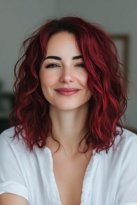 Short Hair Inspo: Curtain Bangs & Layers Hair Inspo Curtain Bangs, Dark Maroon Hair, Burgundy Hair Colors, Curtain Bangs Layers, Burgundy Hair With Highlights, Deep Burgundy Hair, Red Burgundy Hair Color, Dark Burgundy Hair, Burgundy Red Hair