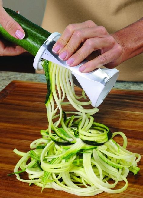 A veggie spiralizer that can pass for a large pencil sharpener. The shavings = tasty zucchini noodles. Veggie Slicer, Spiral Vegetable Slicer, Noodle Maker, Spiralized Vegetables, Vegetable Noodles, Veggie Pasta, Vegetable Chopper, Vegetable Slicer, Lime Chicken