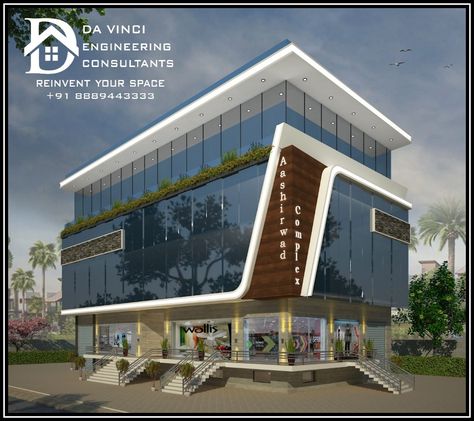 Commercial Elevation Design, House Elevation Designs, Commercial Elevation, Apartment Elevation, Home Elevation, Building View, Building Front Designs, Pvc Sheet, Commercial Design Exterior