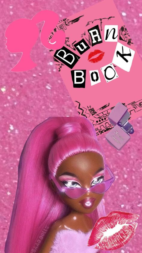 #barbiecore #barbieaesthetic #meangirls #blackbarbie Barbie Wallpaper Black, Black Barbie Aesthetic Wallpaper, Black Barbie Wallpaper, Mean Girls Pfp, Barbie Wallpaper Iphone, Lock Screen Black, Pink Neon Wallpaper, Barbie Poster, Barbie Wallpaper