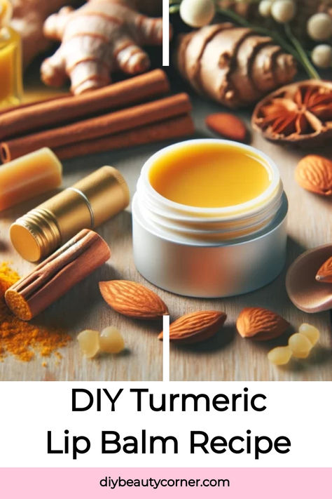 DIY Turmeric Lip Balm Recipe Turmeric Lip Balm, Tumeric Lip Lightening Recipe, Turmeric Salve Recipe, Chapstick Diy, Diy Lip Mask, Lip Balm Recipe, Lip Lightening, Remedies For Glowing Skin, Turmeric Essential Oil