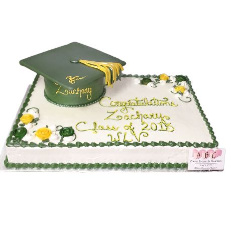 Graduation Cakes Archives - ABC Cake ... Graduation Cake Green And Gold, Green Graduation Cakes, Green And White Graduation Cake, Grad Sheet Cake Ideas, Square Graduation Cakes, Graduation Sheet Cakes For Boys, Graduation Cake Designs Sheet Cake, Graduation Sheet Cakes, College Graduation Cakes