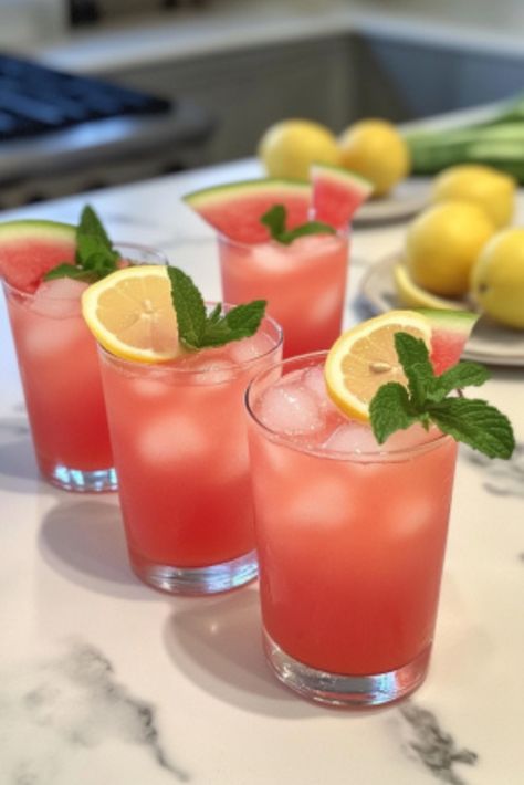 Fresh Watermelon Lemonade Recipe: Cool, Hydrating, and Bursting with Flavor! - The Fresh Man cook Watermelon Lemonade Recipe, Kiwi Lemonade, Chocolate Fudge Cake Recipe, Fudge Cake Recipe, Watermelon Pops, Watermelon Sorbet, Purple Drinks, Man Cooking, Sweet Watermelon