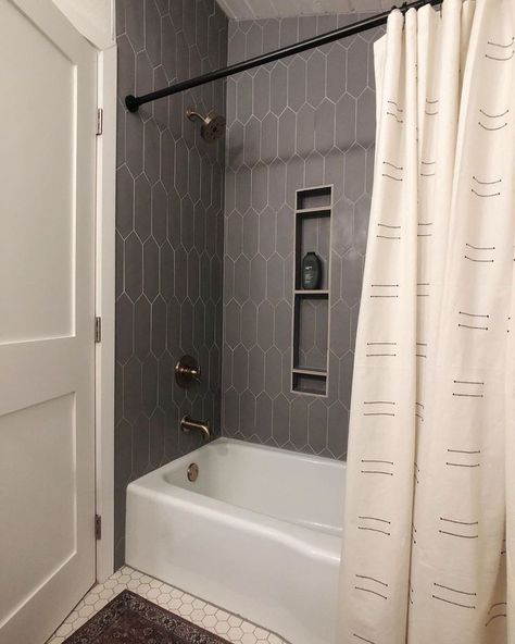 Bathroom Feature Wall Tile, Picket Tile, Glass Tile Bathroom, Gray Tile, Shower Wall Tile, Dream Master, Matte Porcelain Tile, Elegant Tiles, Kitchen And Bath Remodeling