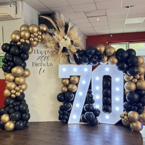 Male 70th Birthday Party Decorations, 70th Birthday Party Decorations, 70th Birthday Parties Decorations, 70th Birthday Party, Happy 70 Birthday, 70th Birthday Parties, 70th Birthday, Birthday Party Decorations, Black And Gold